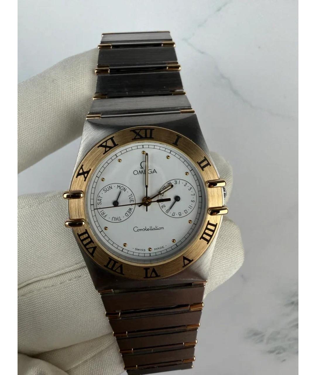 OMEGA Белые часы из желтого золота, фото 3