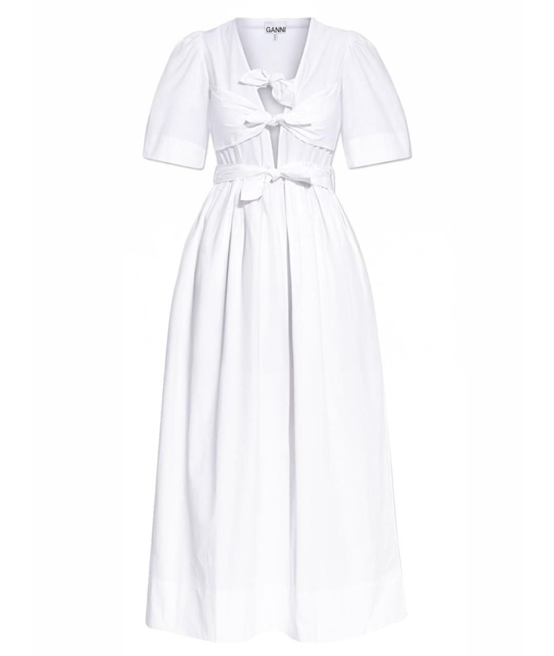 GANNI Белое хлопковое повседневное платье, фото 1