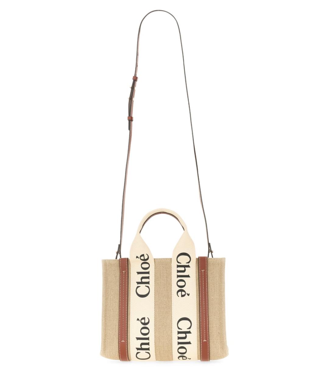 CHLOE Бежевая тканевая сумка тоут, фото 2