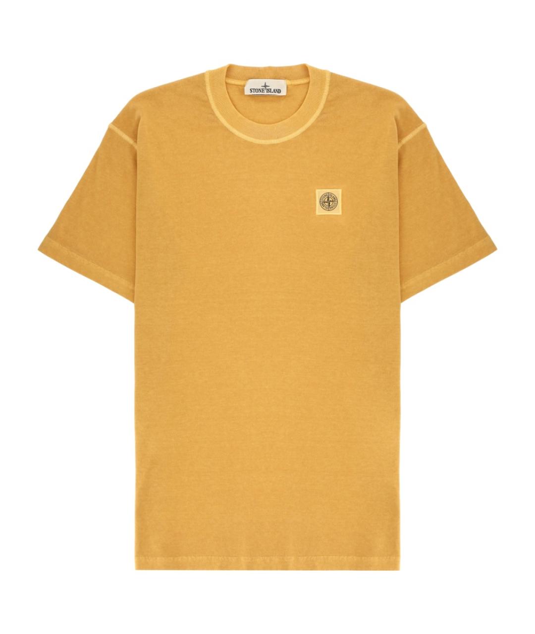 STONE ISLAND Желтая хлопковая футболка, фото 1
