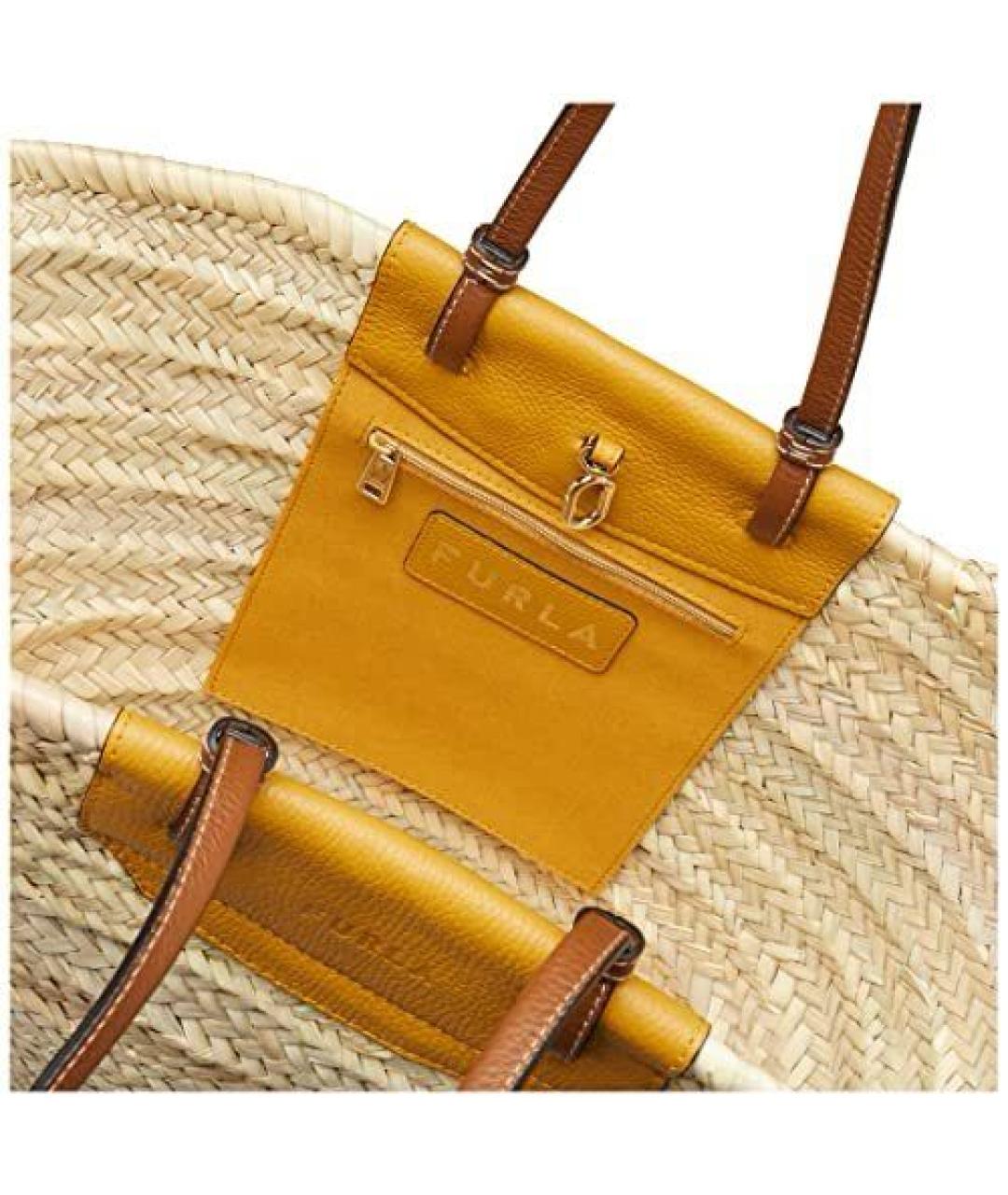 FURLA Бежевая пелетеная сумка тоут, фото 6