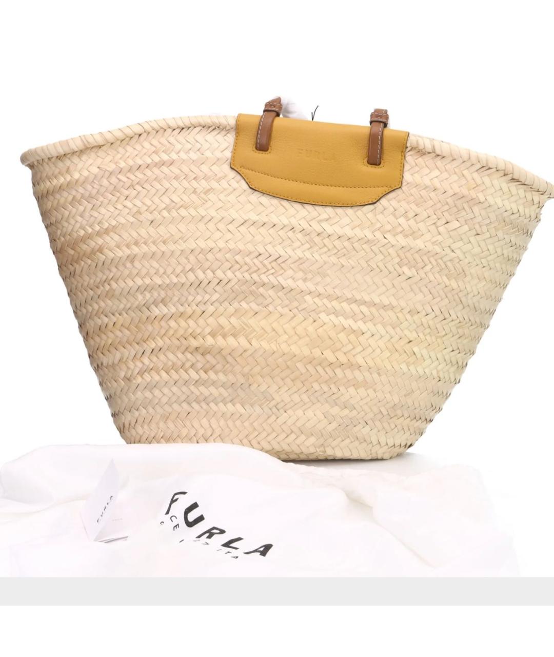 FURLA Бежевая пелетеная сумка тоут, фото 4