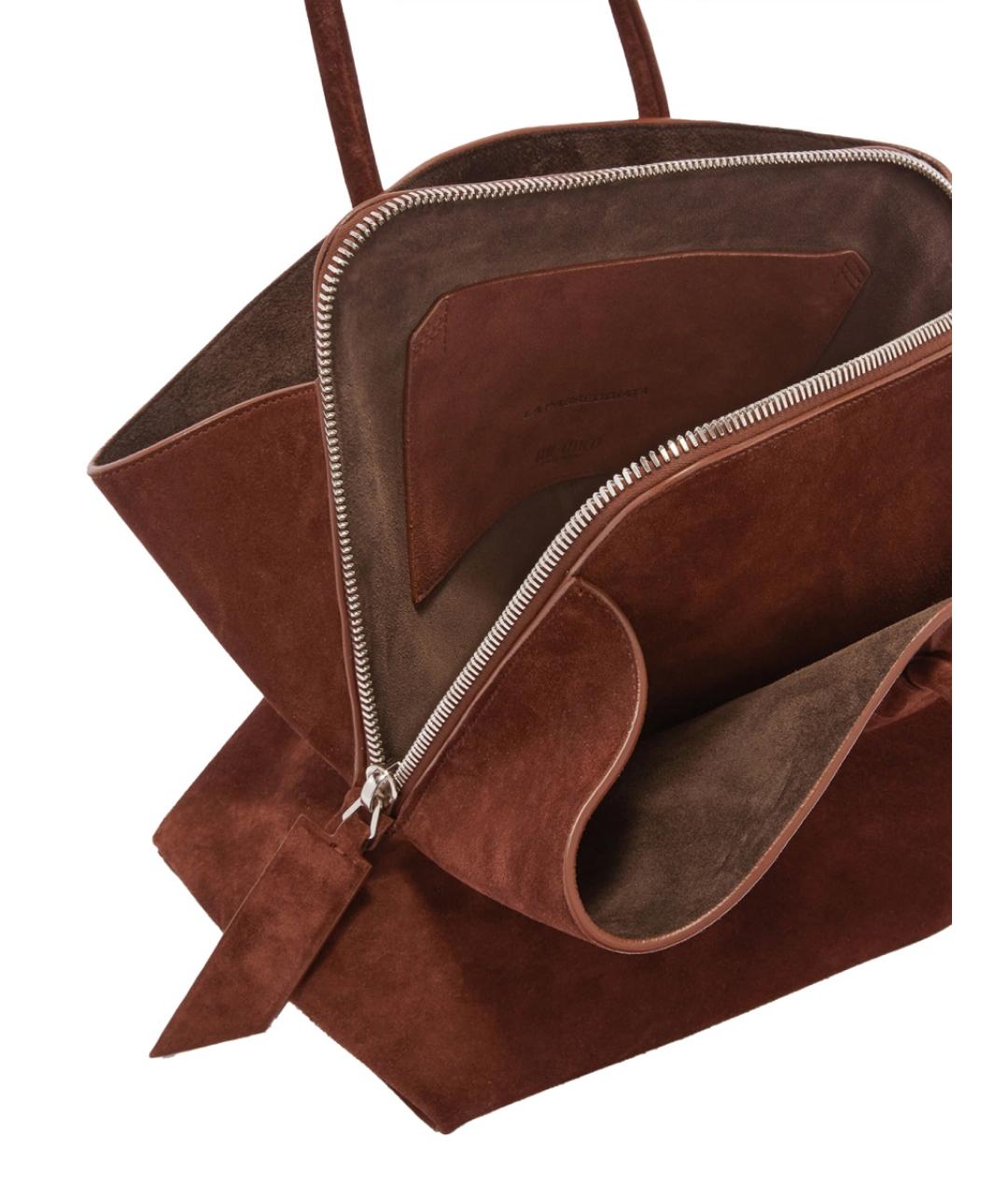 THE ATTICO Коричневая замшевая сумка тоут, фото 3