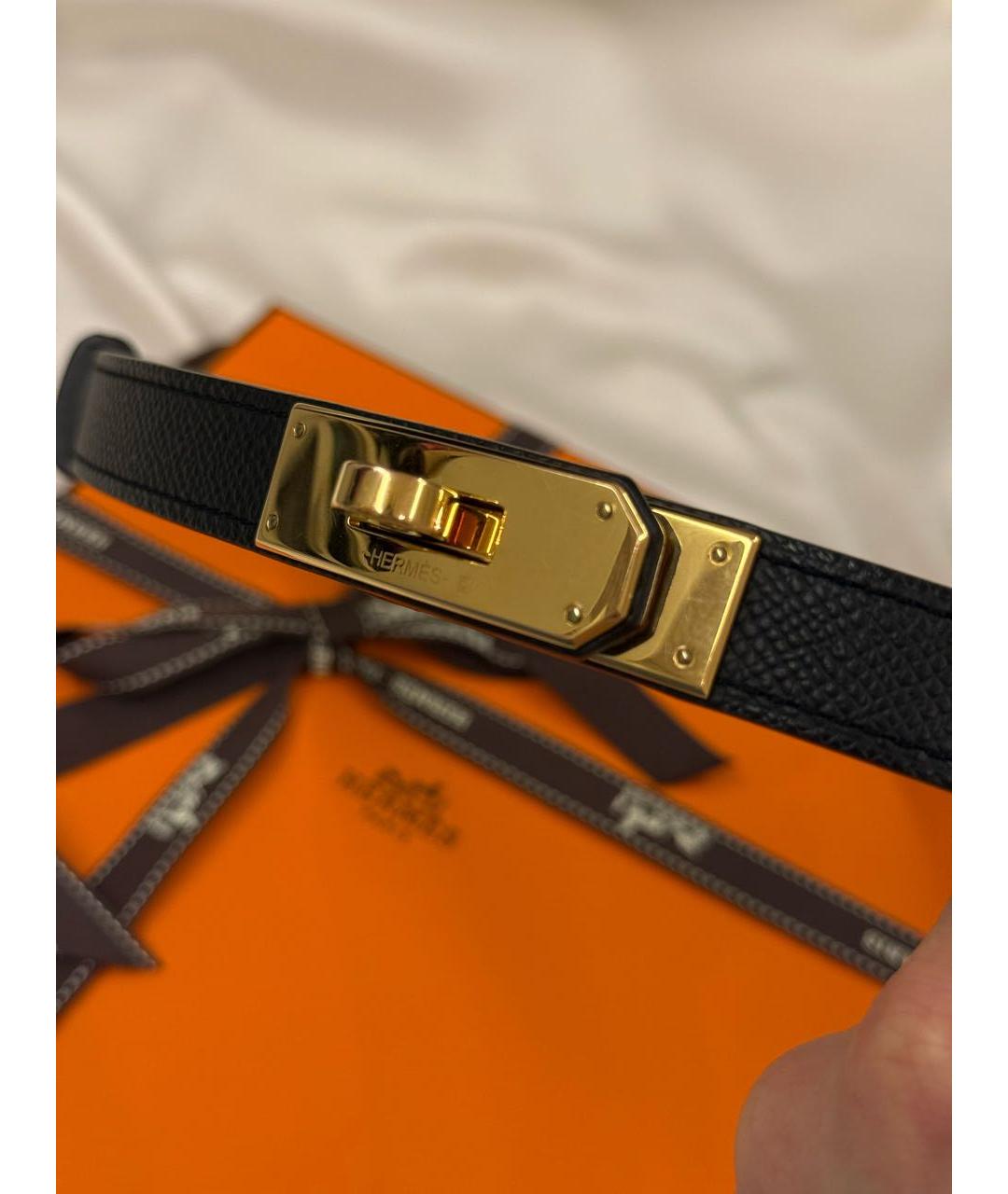 HERMES Черный кожаный ремень, фото 2