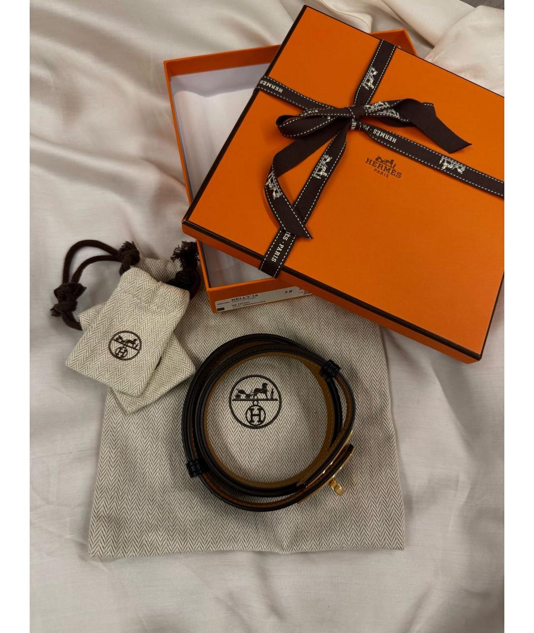 HERMES Черный кожаный ремень, фото 5