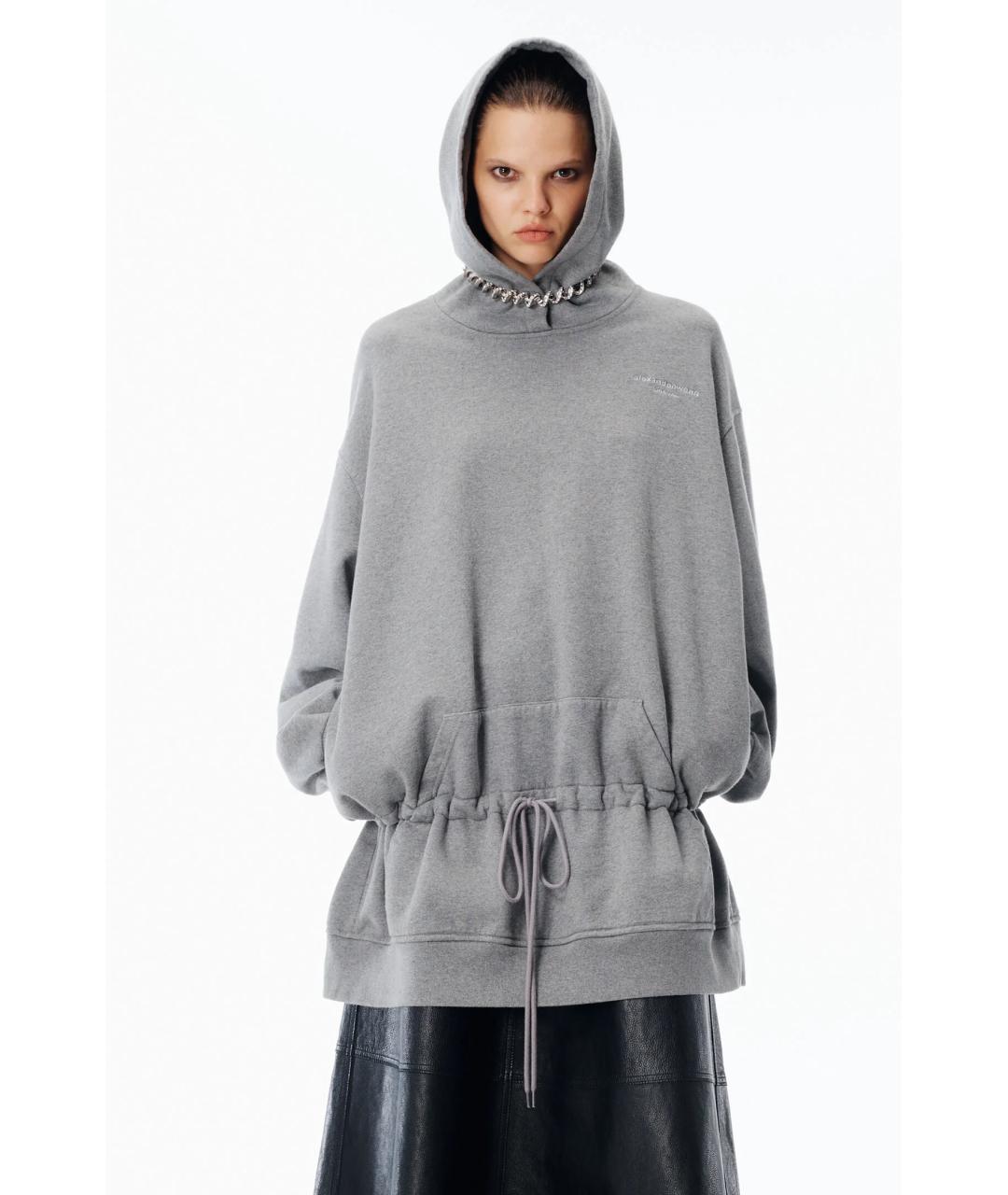 ALEXANDER WANG Серое хлопковое повседневное платье, фото 3