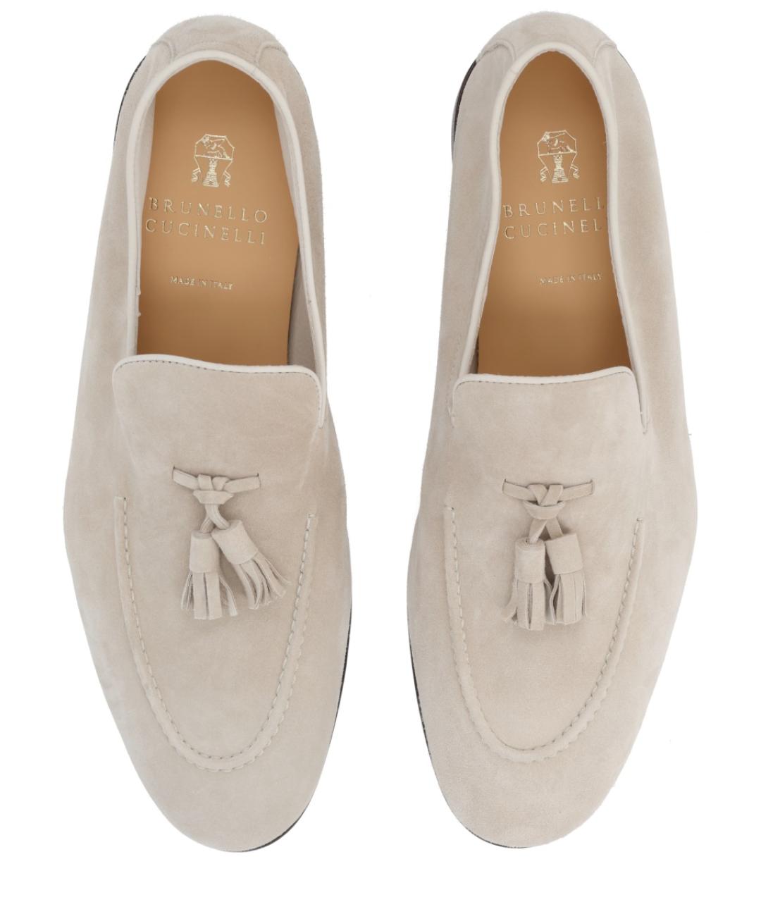 BRUNELLO CUCINELLI Бежевые замшевые лоферы, фото 5