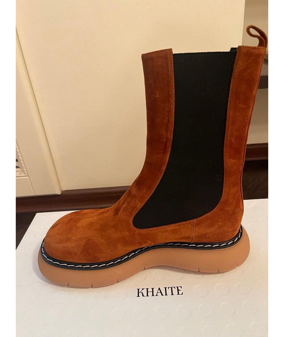 KHAITE Коричневые замшевые ботинки, фото 4