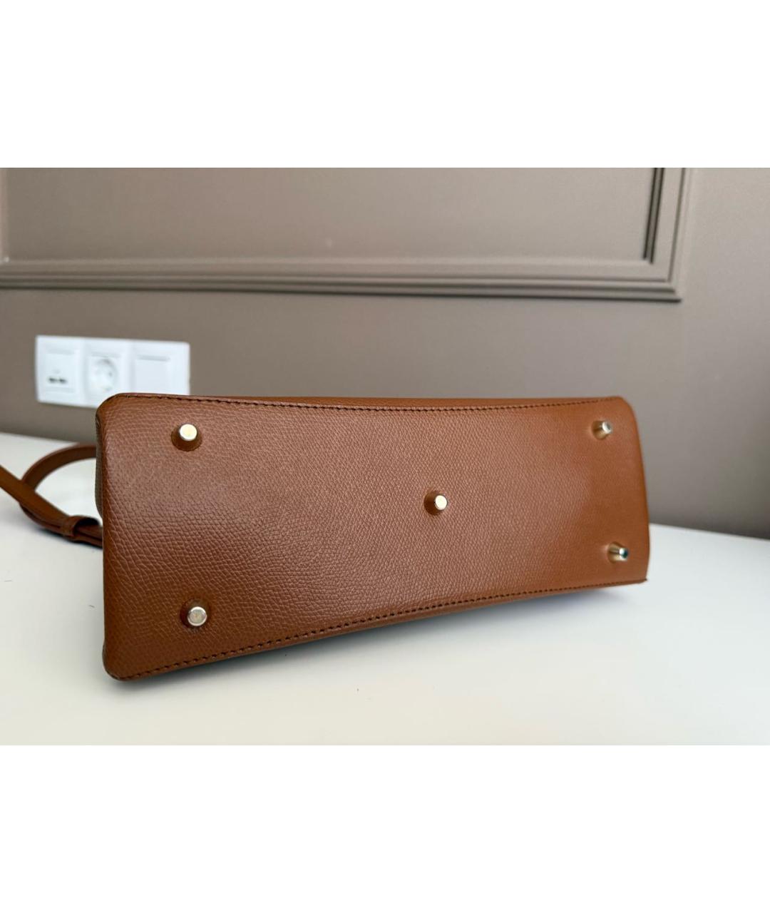 FURLA Коричневая кожаная сумка с короткими ручками, фото 5