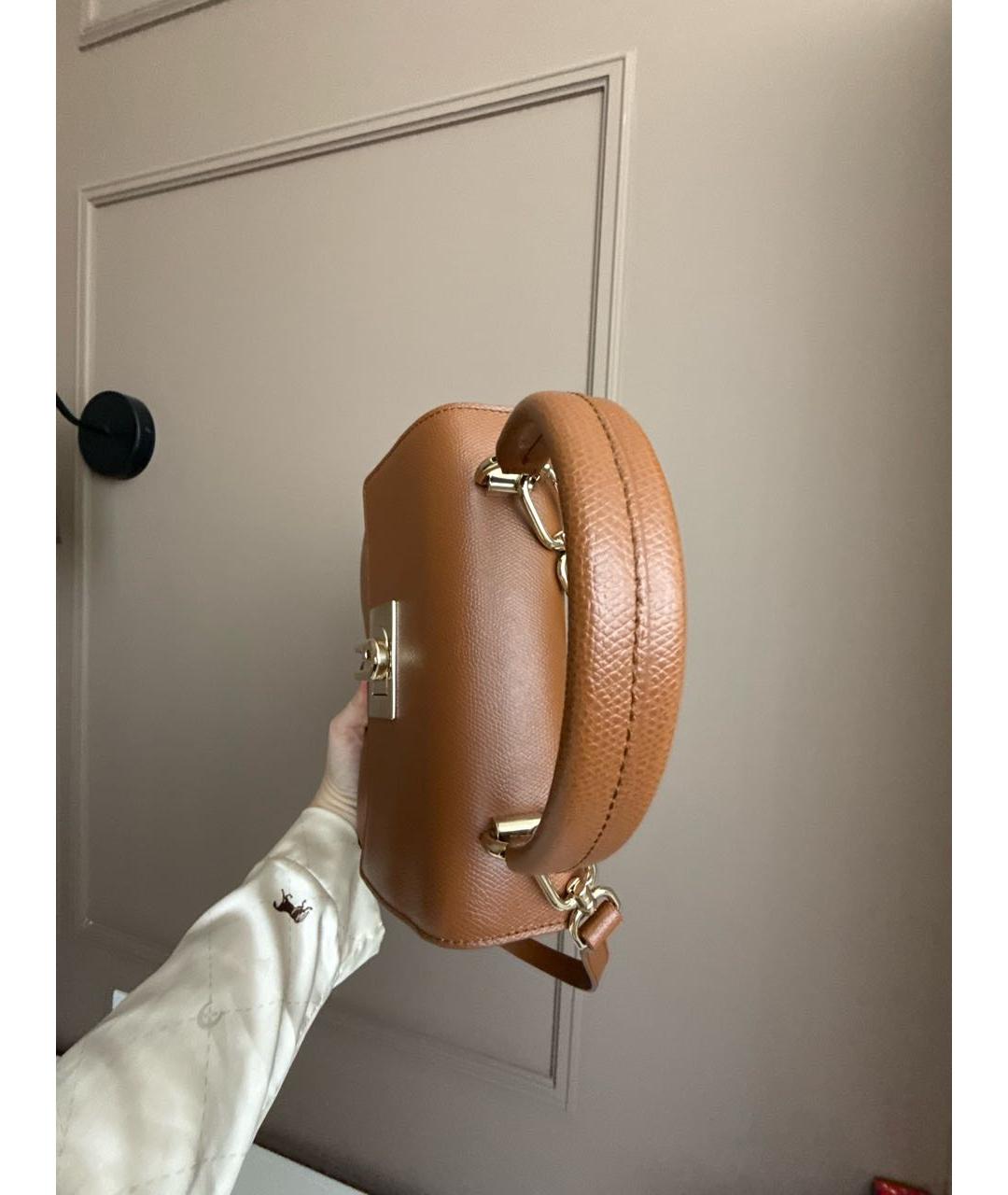 FURLA Коричневая кожаная сумка с короткими ручками, фото 7