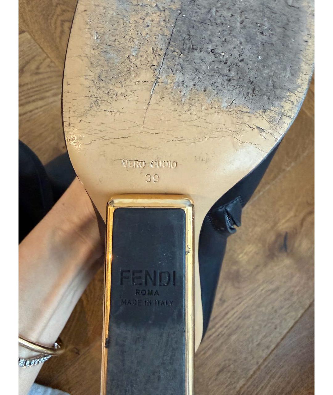 FENDI Черные кожаные ботильоны, фото 6