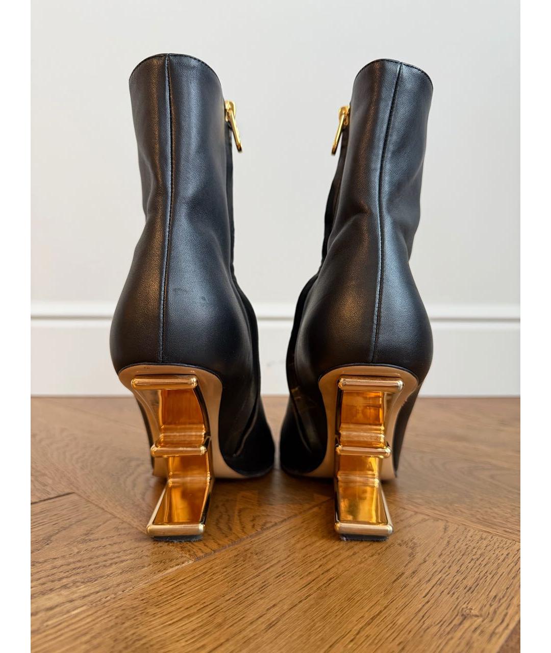 FENDI Черные кожаные ботильоны, фото 4