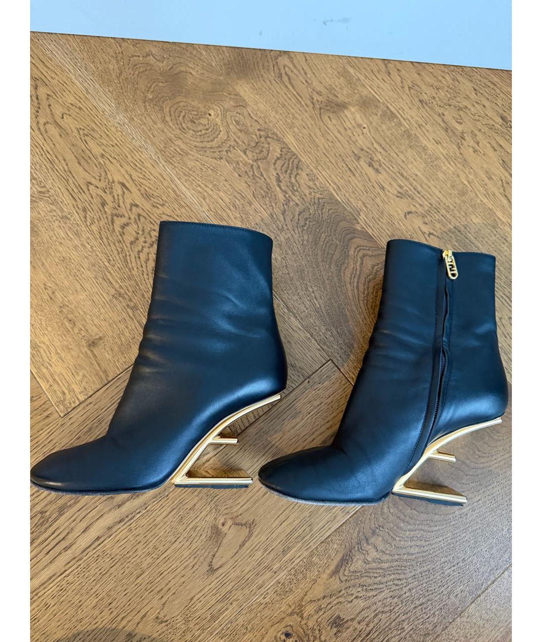 FENDI Черные кожаные ботильоны, фото 8