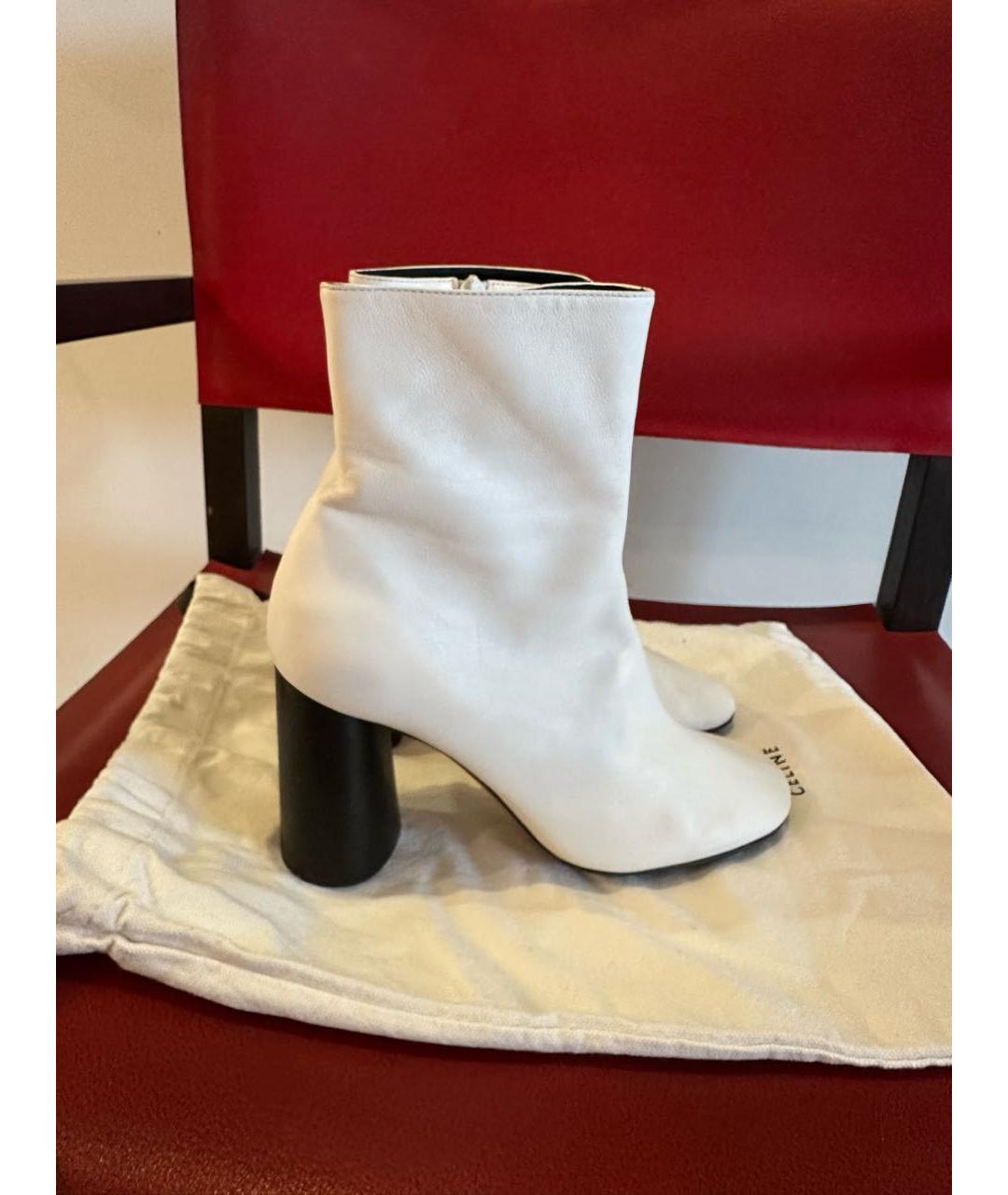CELINE Белые кожаные ботильоны, фото 7