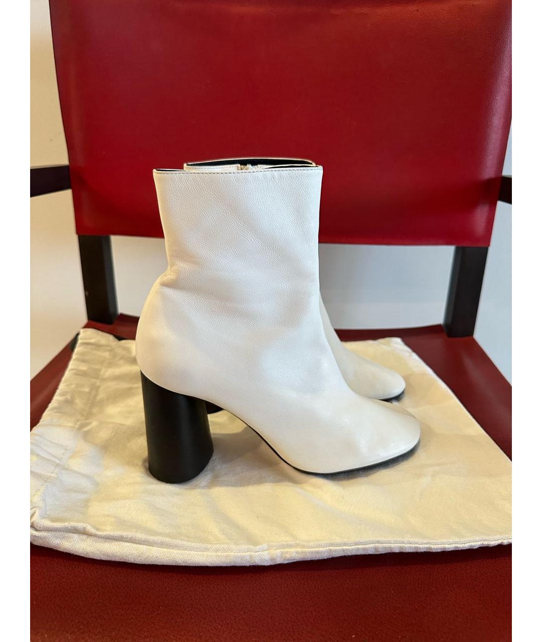 CELINE Белые кожаные ботильоны, фото 4