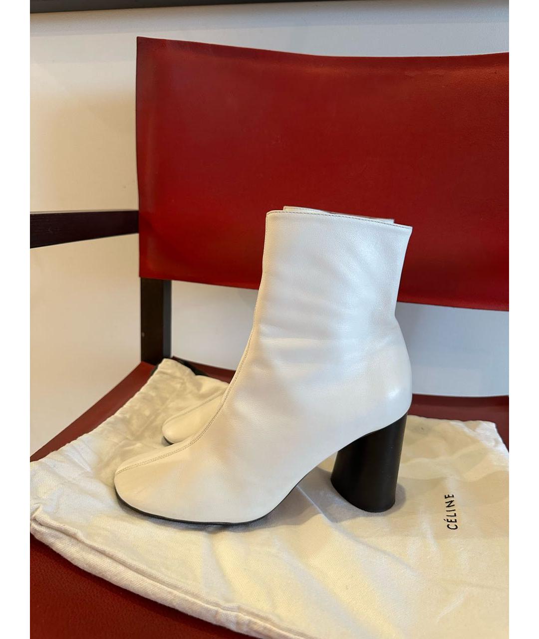 CELINE Белые кожаные ботильоны, фото 8