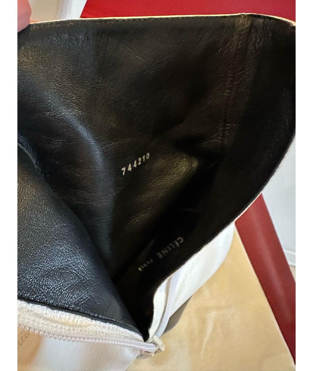 CELINE Белые кожаные ботильоны, фото 5