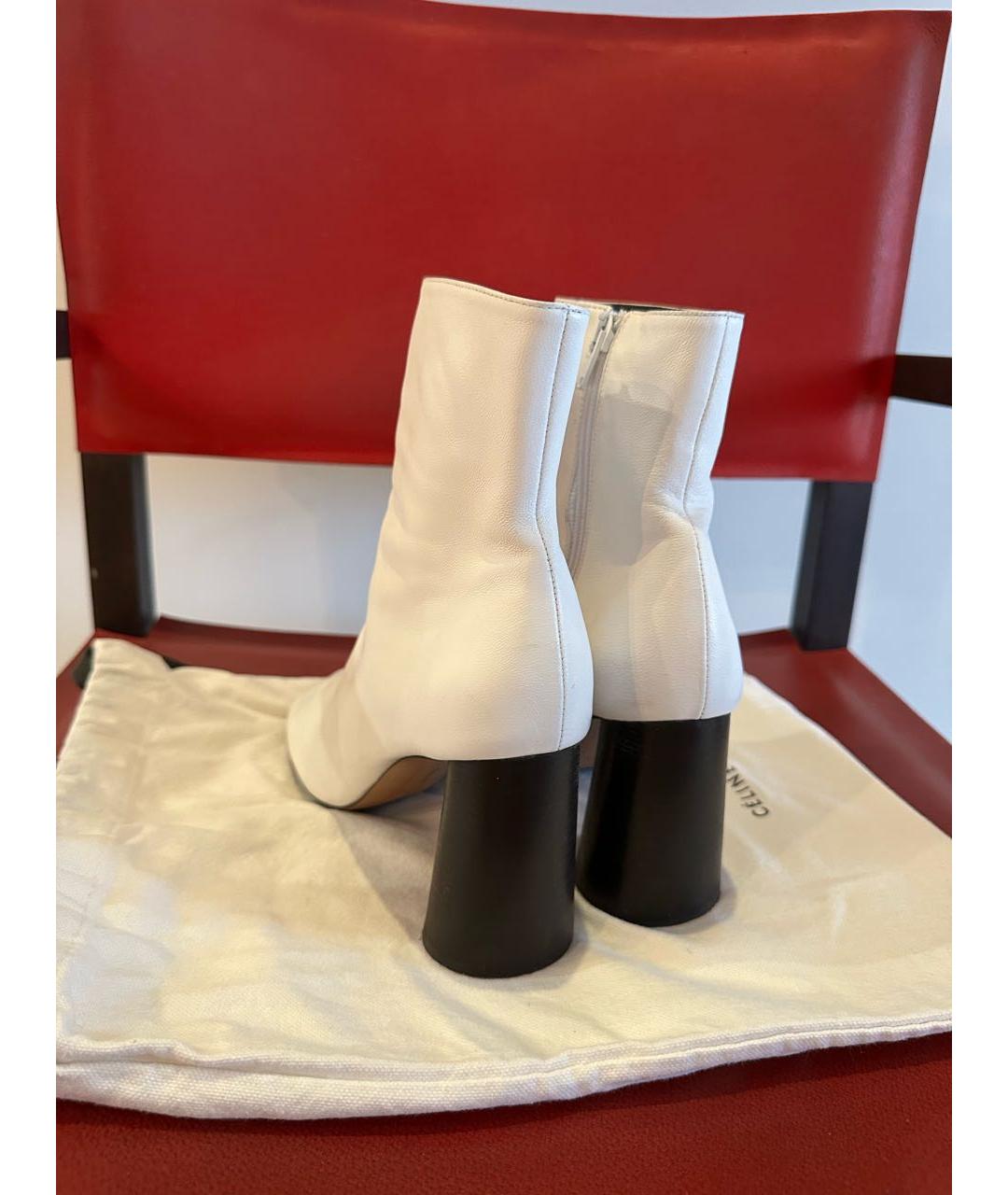 CELINE Белые кожаные ботильоны, фото 3