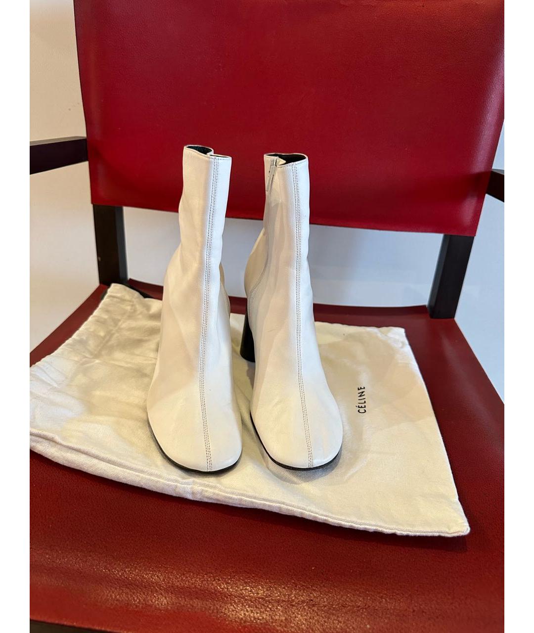 CELINE Белые кожаные ботильоны, фото 2