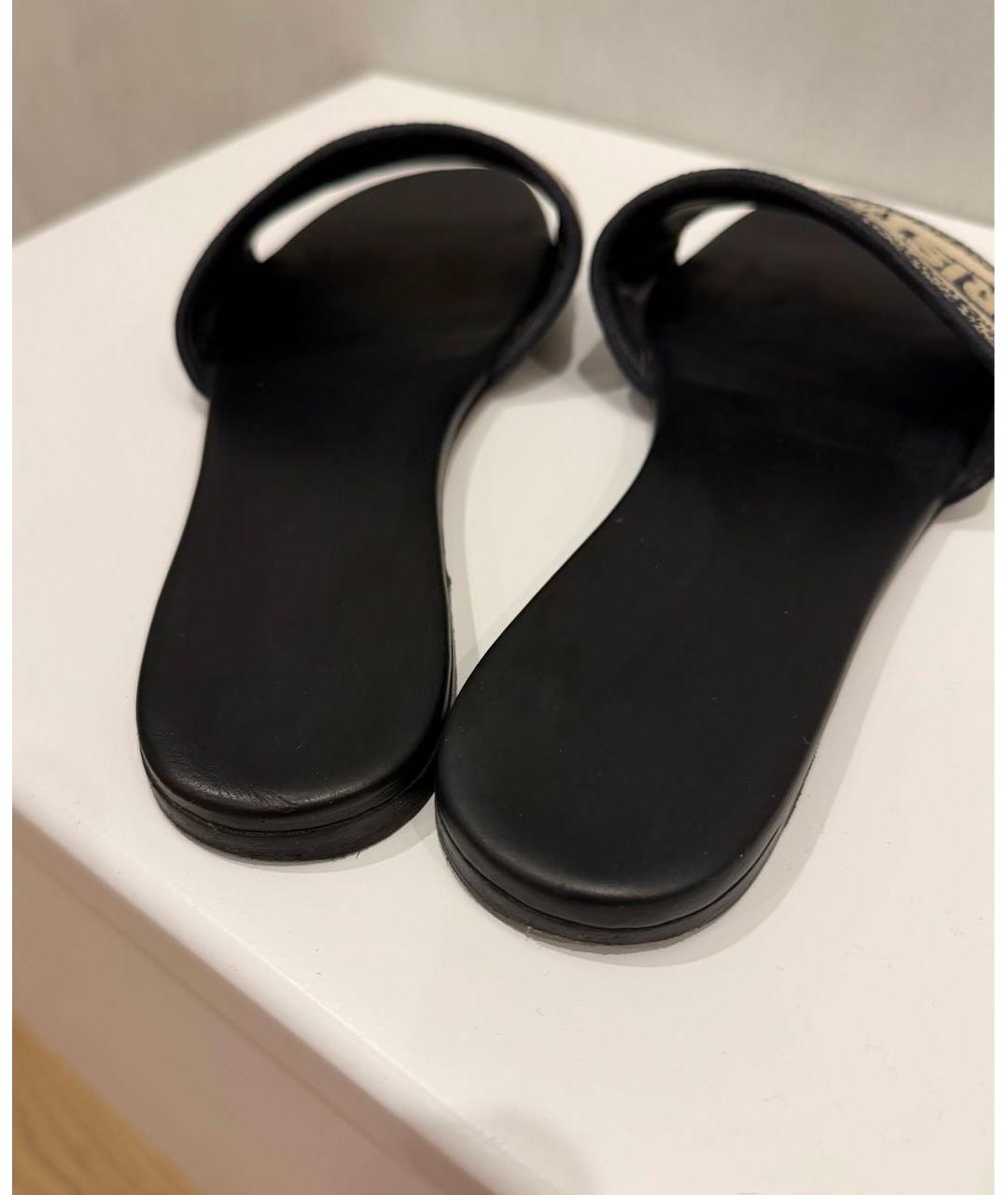 CHRISTIAN DIOR Черные текстильные шлепанцы, фото 7