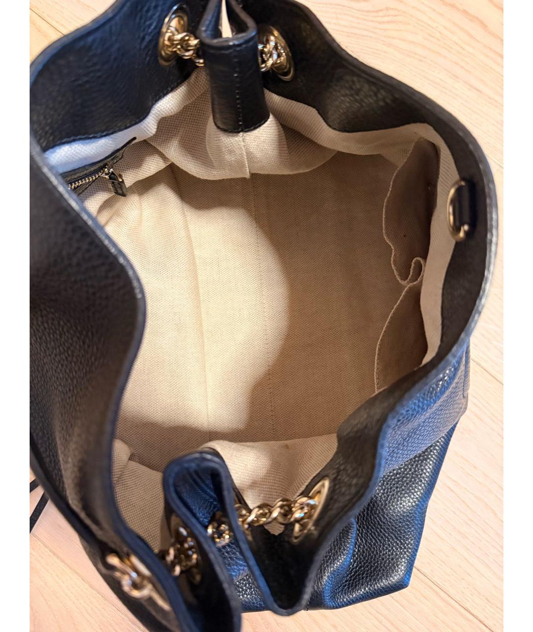 GUCCI Черная кожаная сумка тоут, фото 2