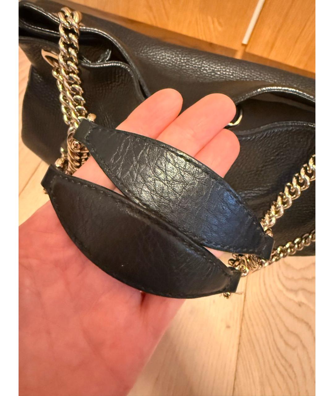 GUCCI Черная кожаная сумка тоут, фото 3