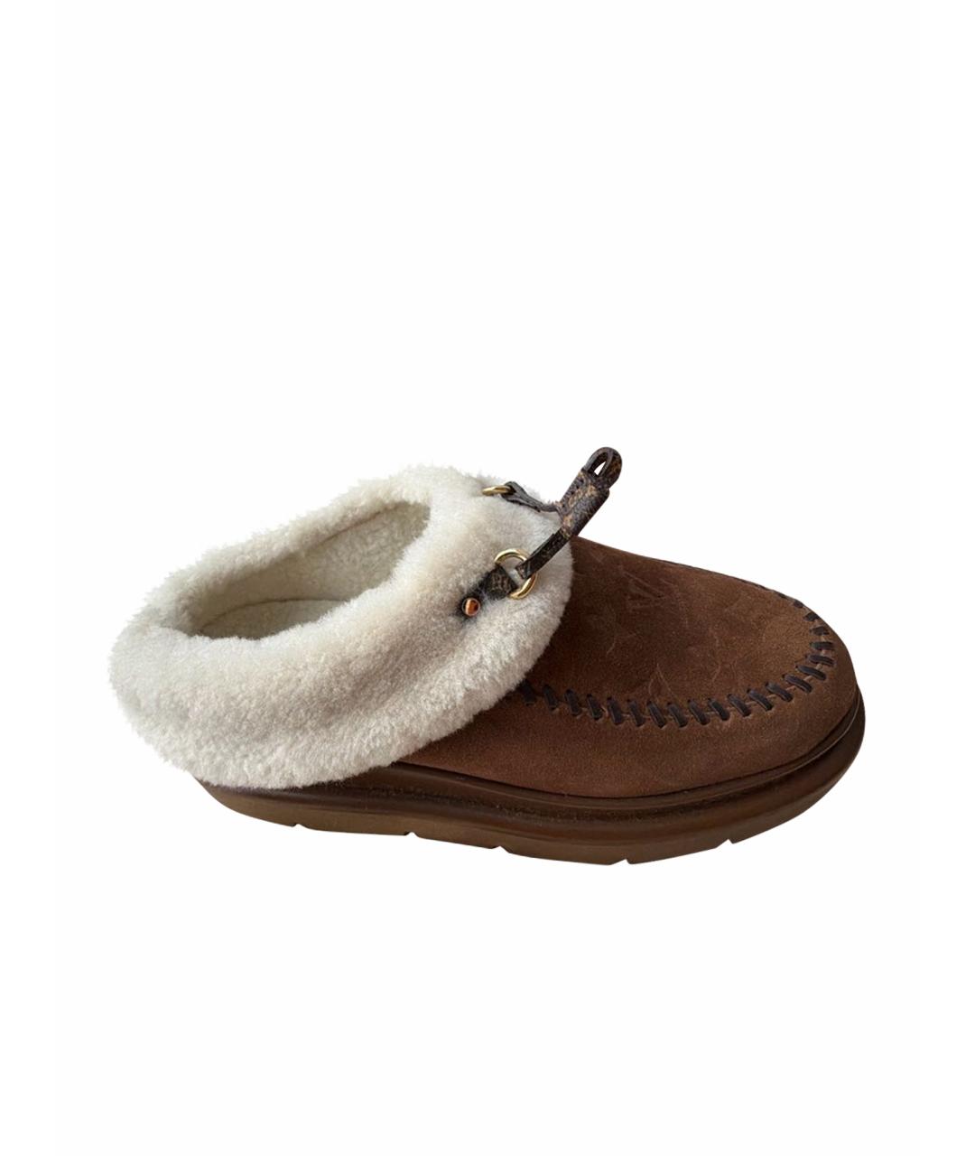 LOUIS VUITTON Коричневые кожаные лоферы, фото 1