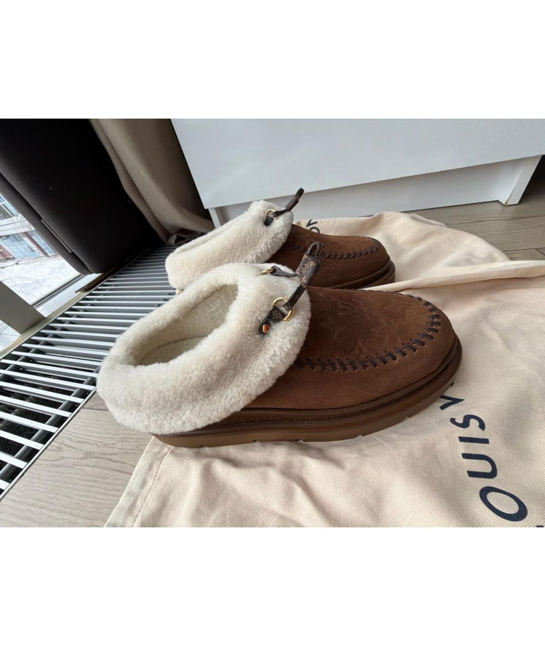 LOUIS VUITTON Коричневые кожаные лоферы, фото 7