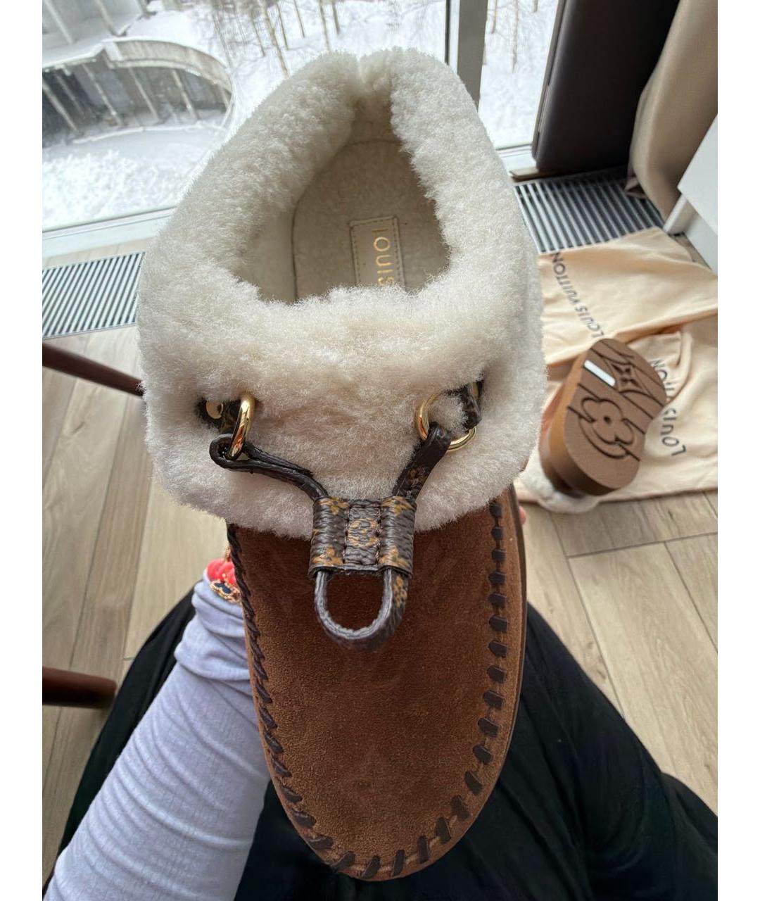 LOUIS VUITTON Коричневые кожаные лоферы, фото 6