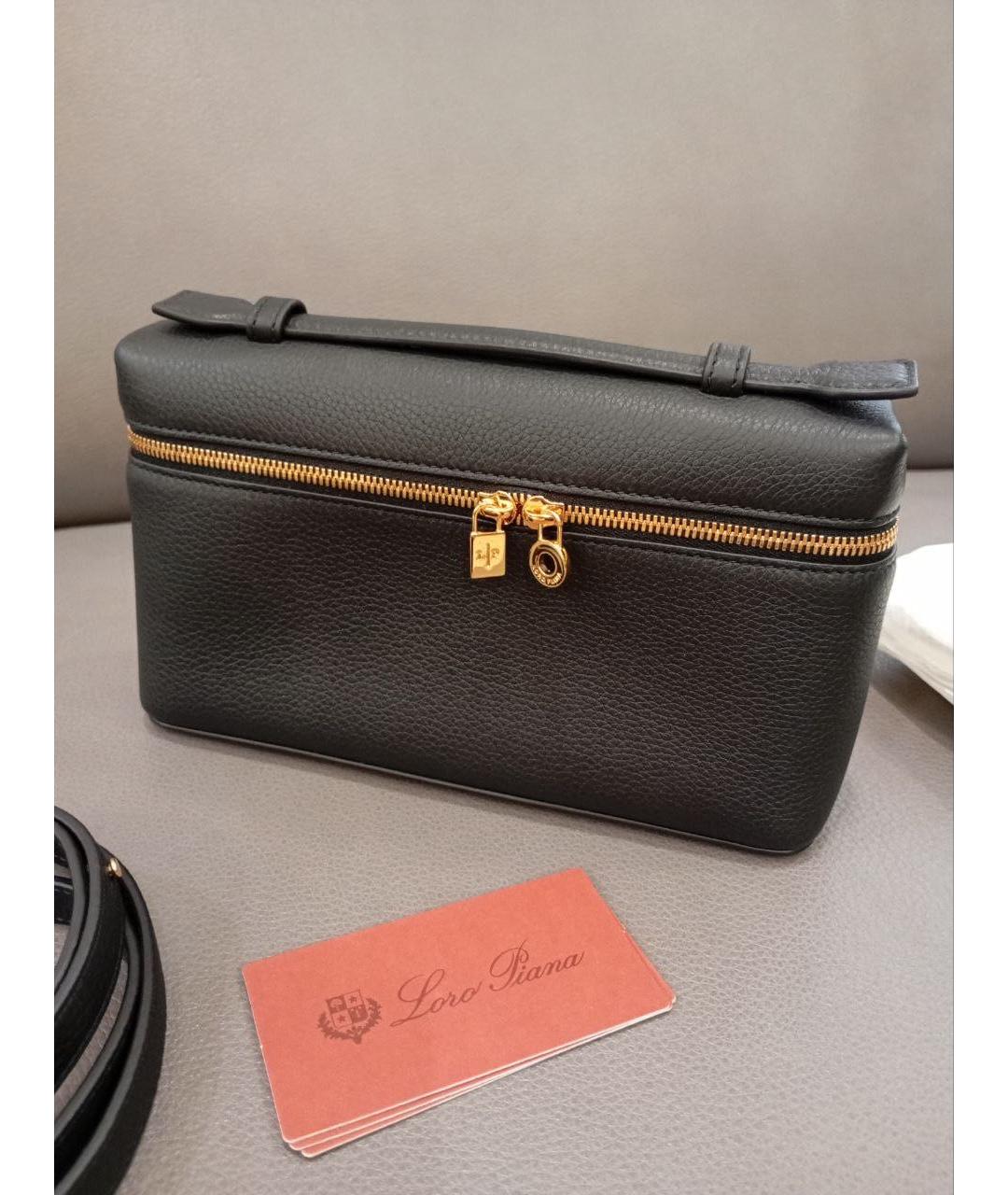 LORO PIANA Черная кожаная сумка через плечо, фото 4