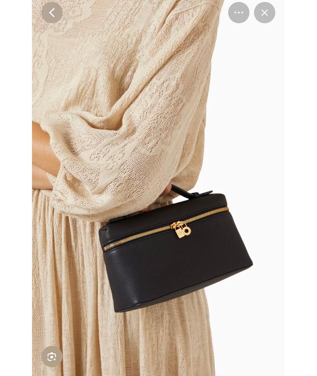 LORO PIANA Черная кожаная сумка через плечо, фото 2