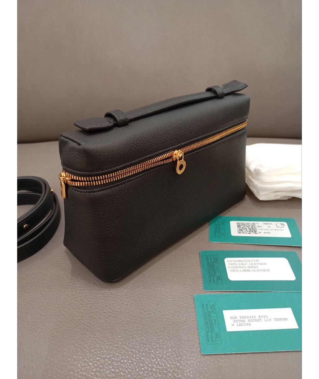 LORO PIANA Черная кожаная сумка через плечо, фото 5