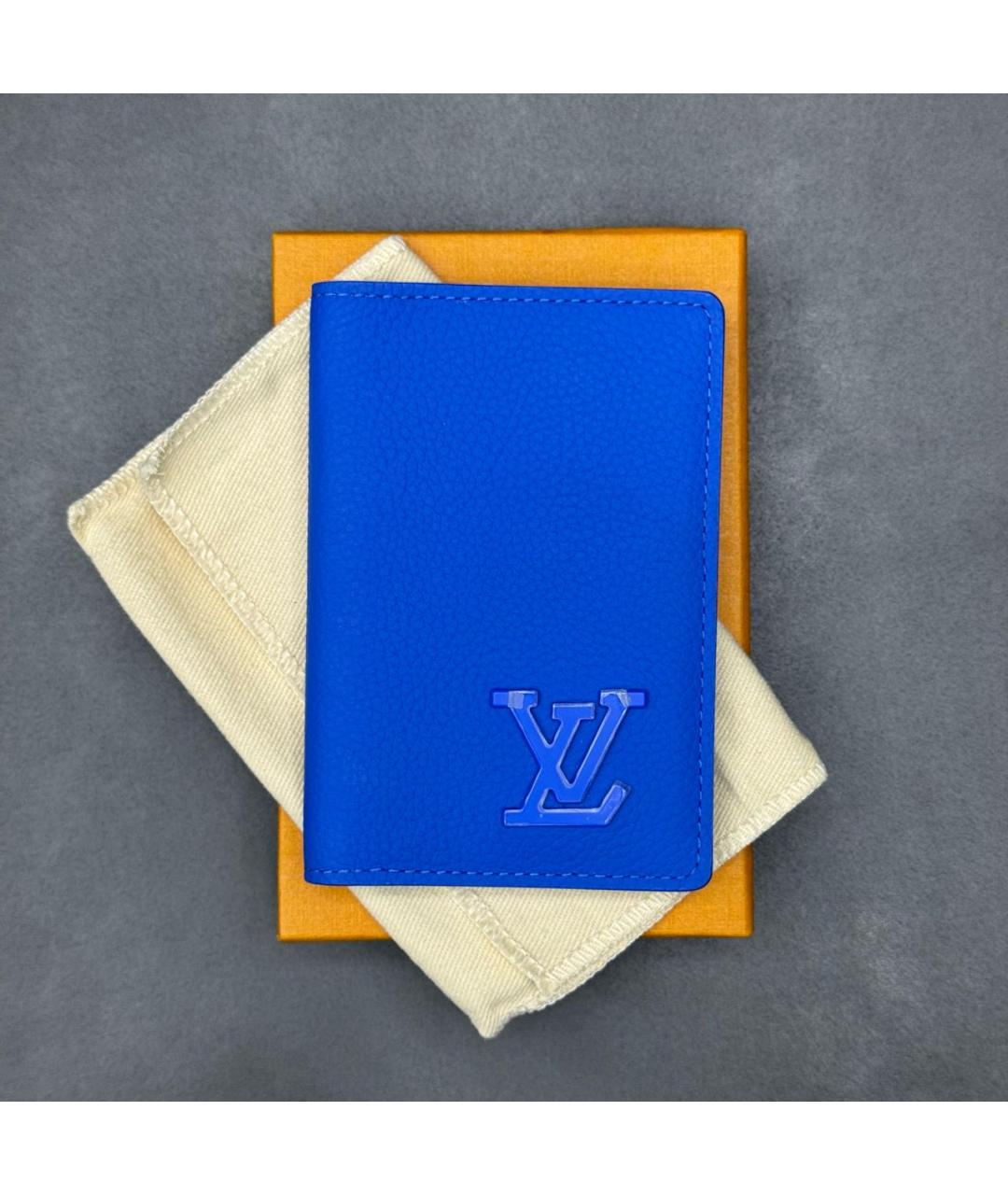 LOUIS VUITTON Синий кожаный кардхолдер, фото 9