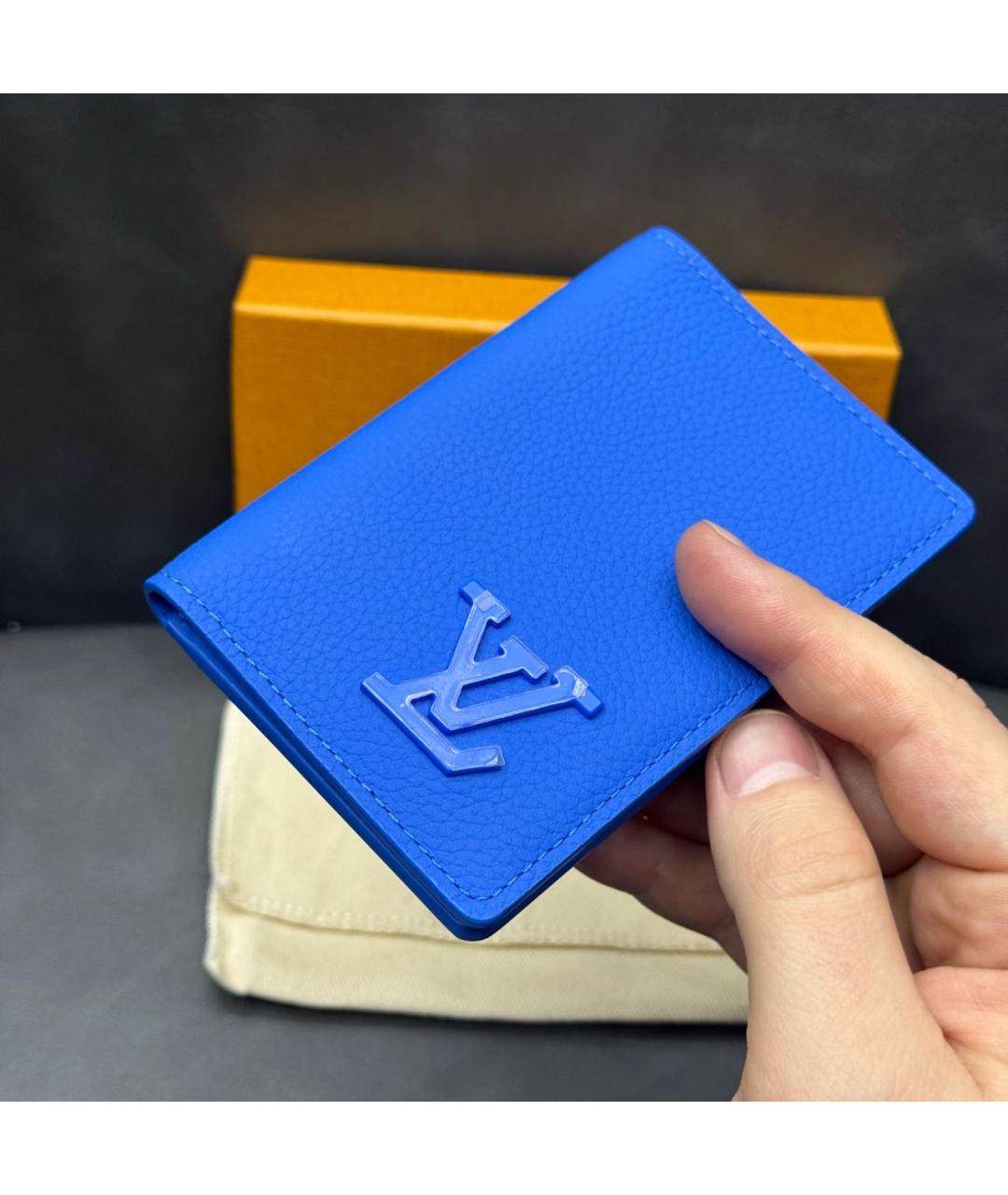LOUIS VUITTON Синий кожаный кардхолдер, фото 6