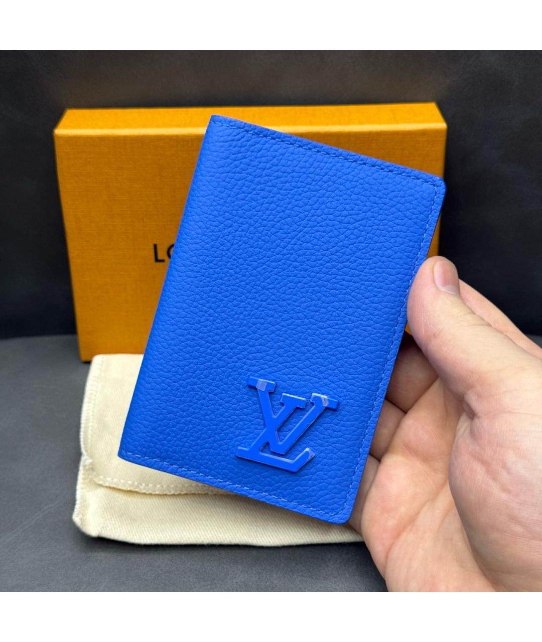 LOUIS VUITTON Синий кожаный кардхолдер, фото 2