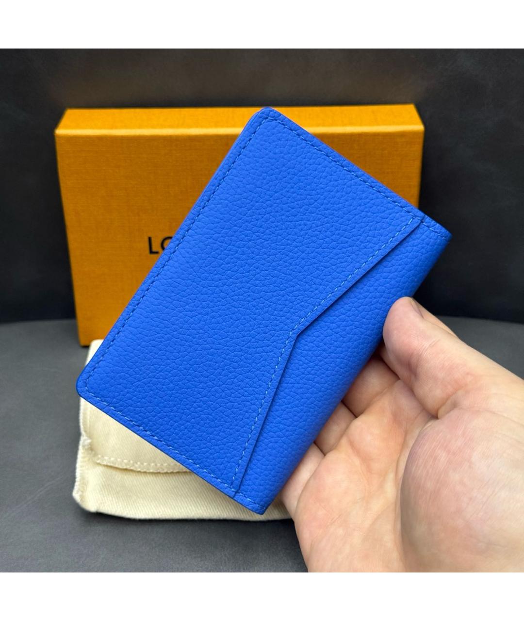 LOUIS VUITTON Синий кожаный кардхолдер, фото 3