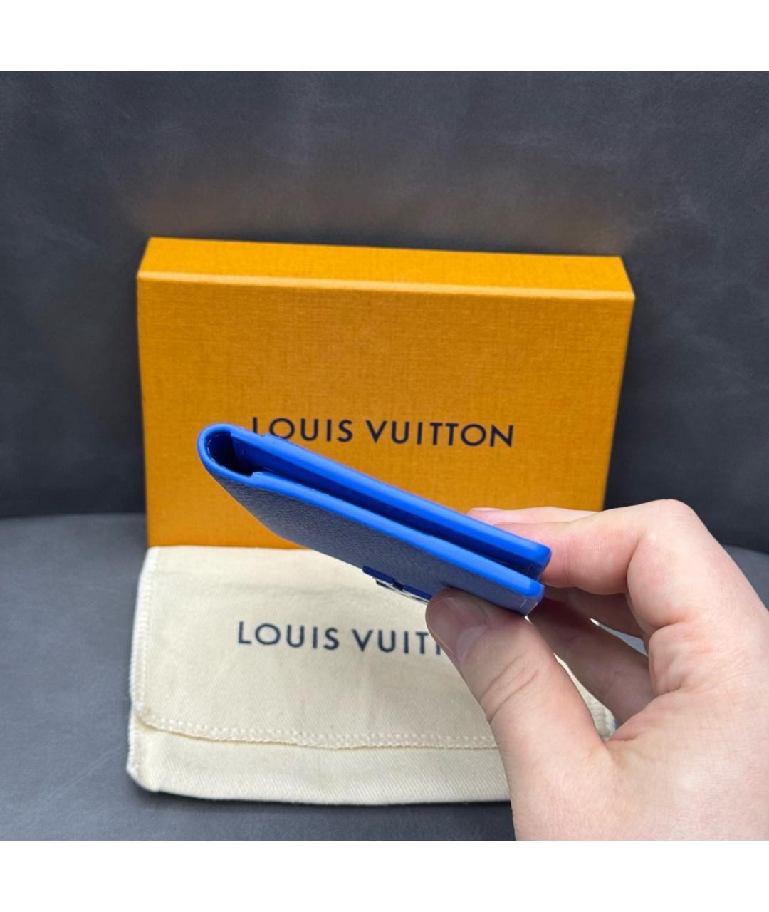 LOUIS VUITTON Синий кожаный кардхолдер, фото 4
