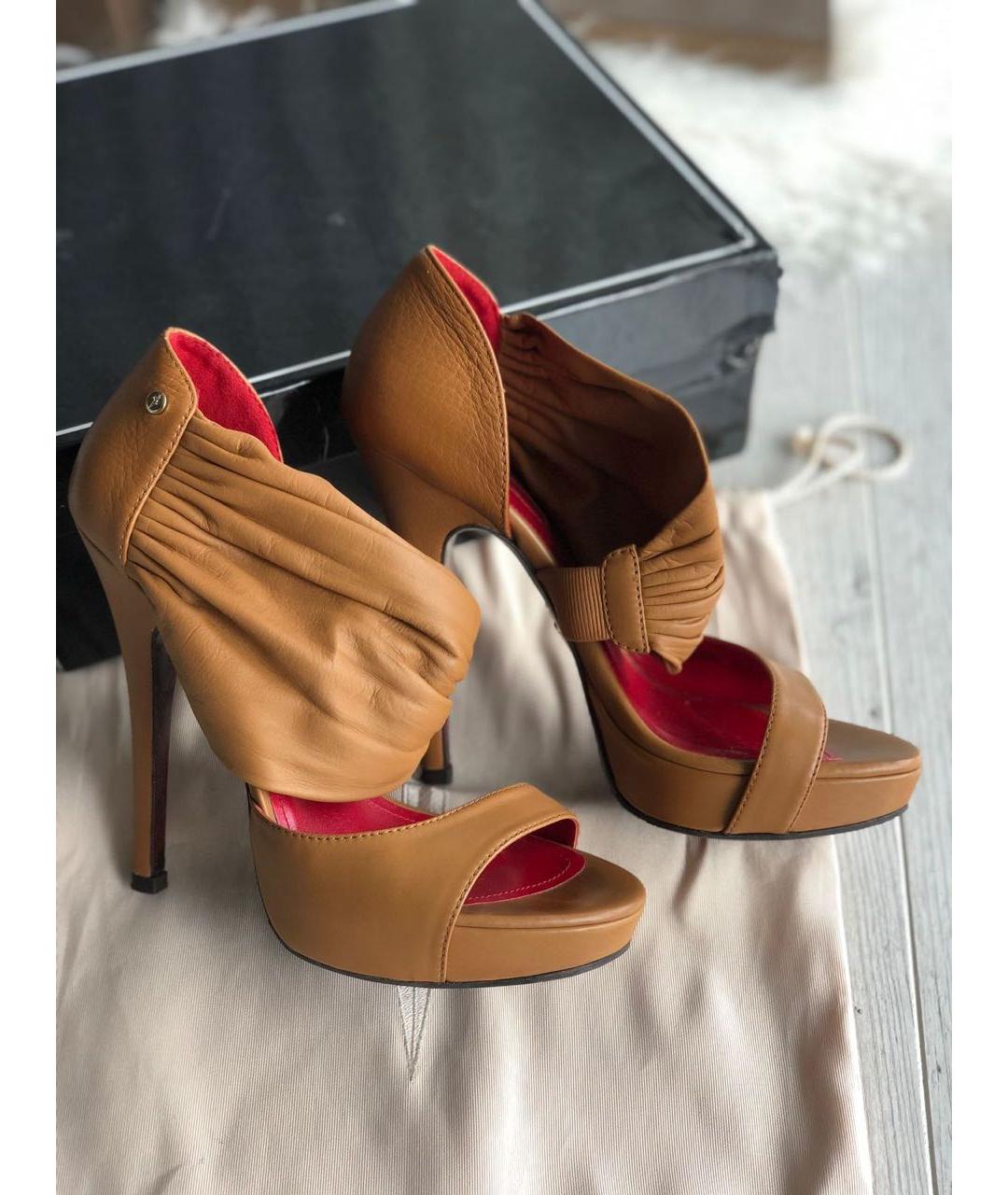 CESARE PACIOTTI Коричневые кожаные босоножки, фото 3