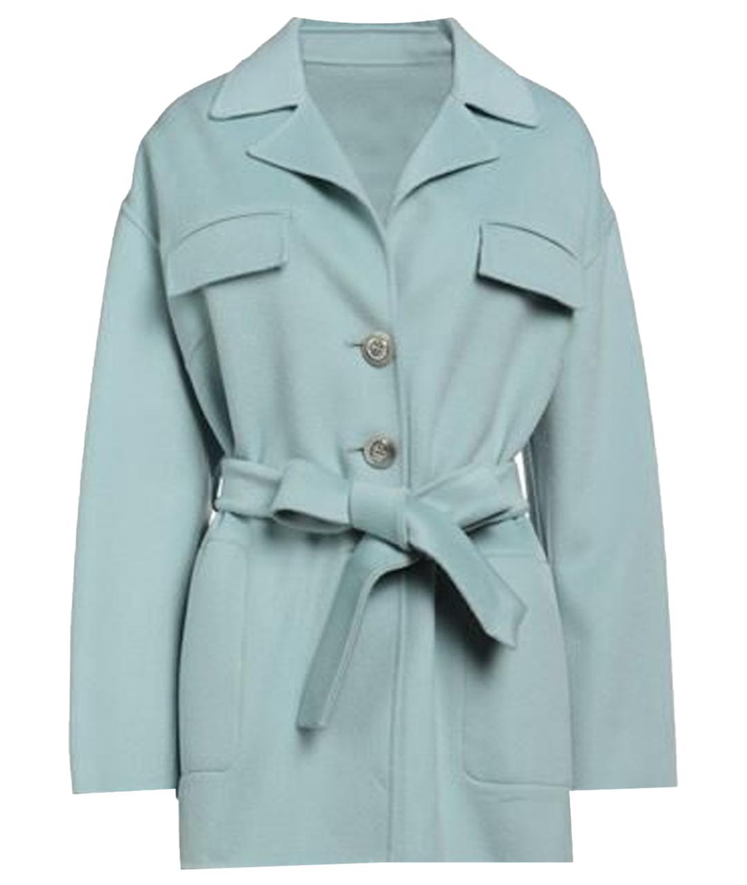 PINKO Голубое шерстяное пальто, фото 1