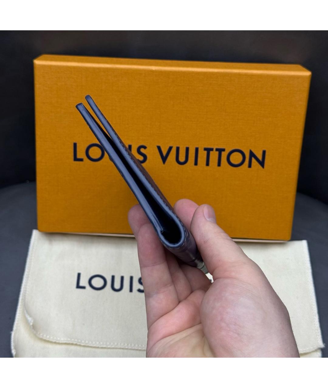 LOUIS VUITTON Темно-синий кожаный кошелек, фото 6