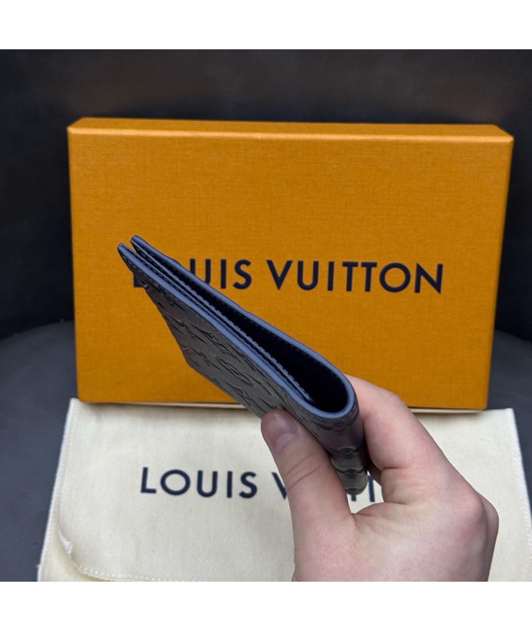 LOUIS VUITTON Темно-синий кожаный кошелек, фото 5