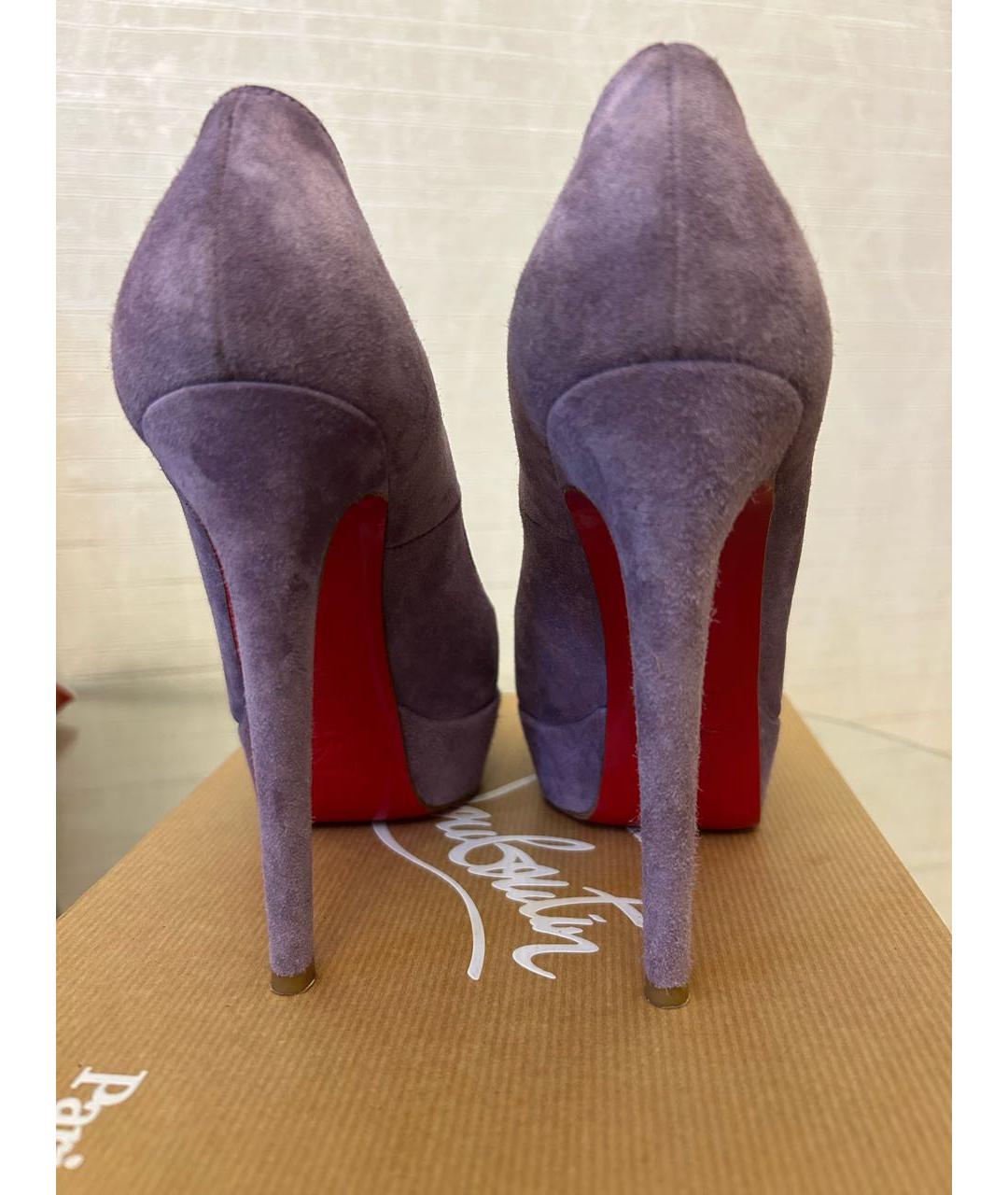 CHRISTIAN LOUBOUTIN Фиолетовые замшевые туфли, фото 4