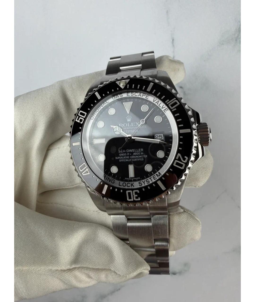 ROLEX Черные металлические часы, фото 3