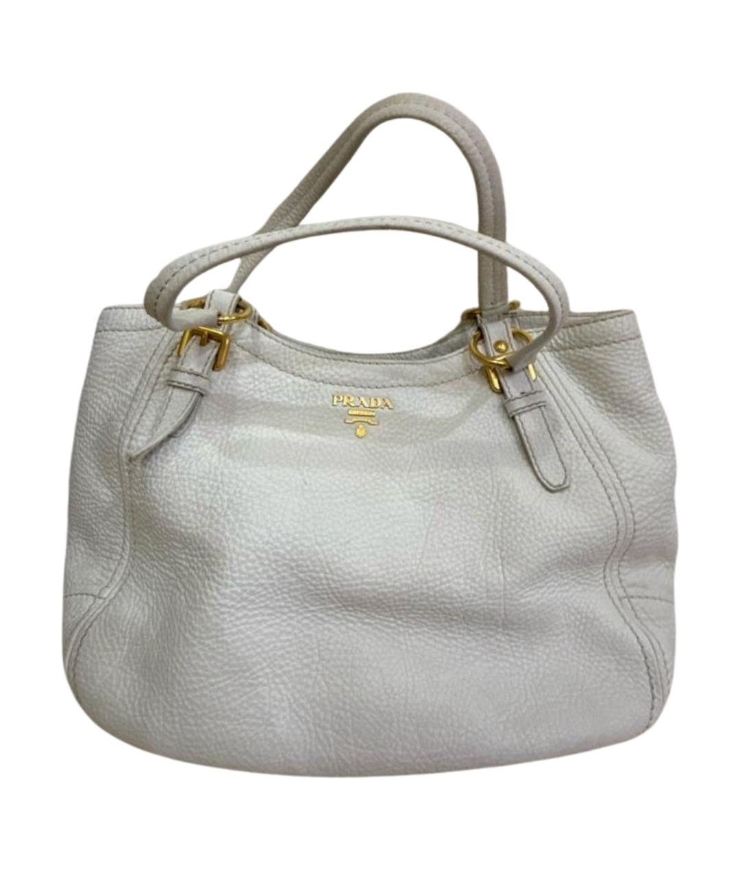 PRADA Белая кожаная сумка тоут, фото 1