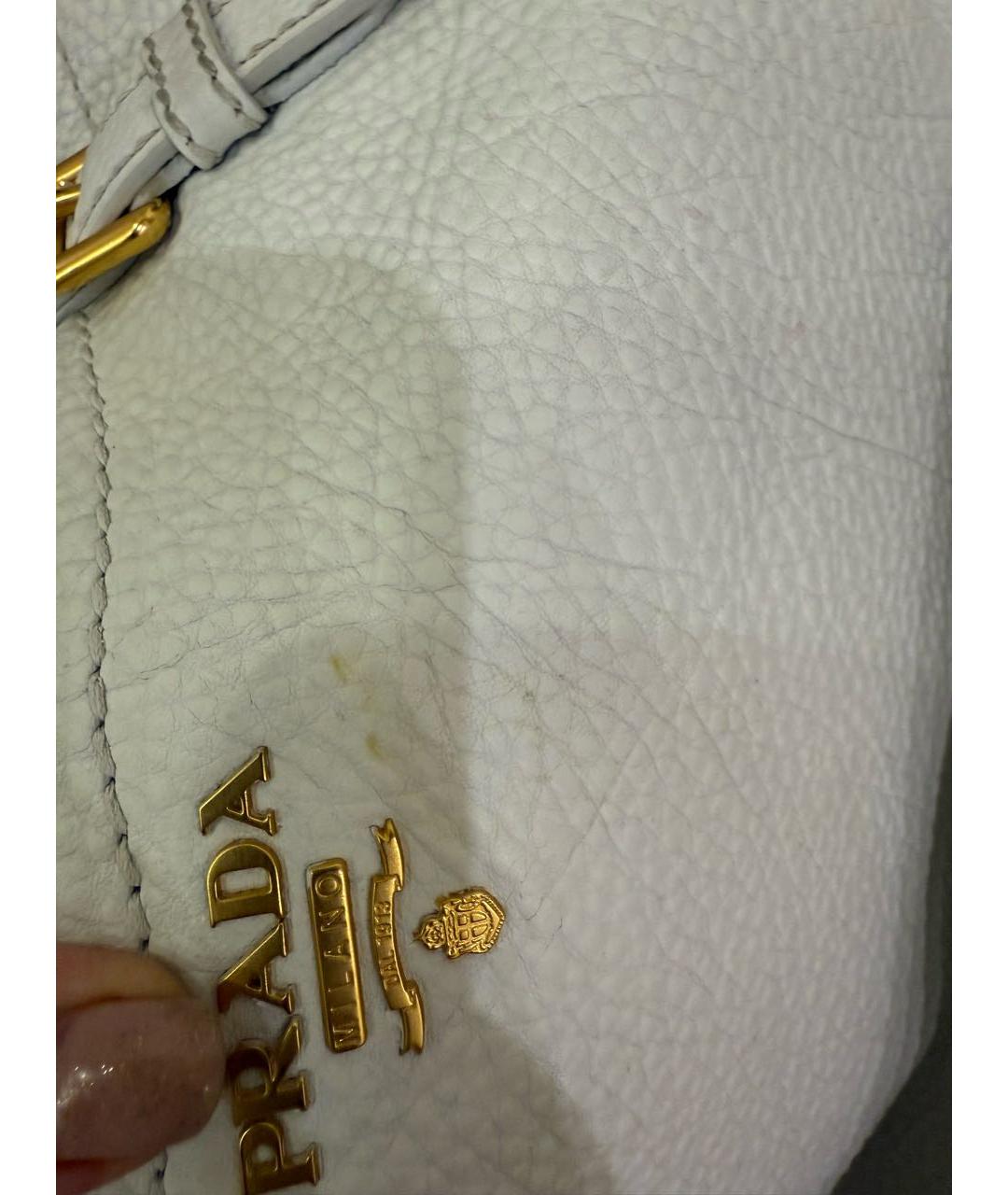 PRADA Белая кожаная сумка тоут, фото 6