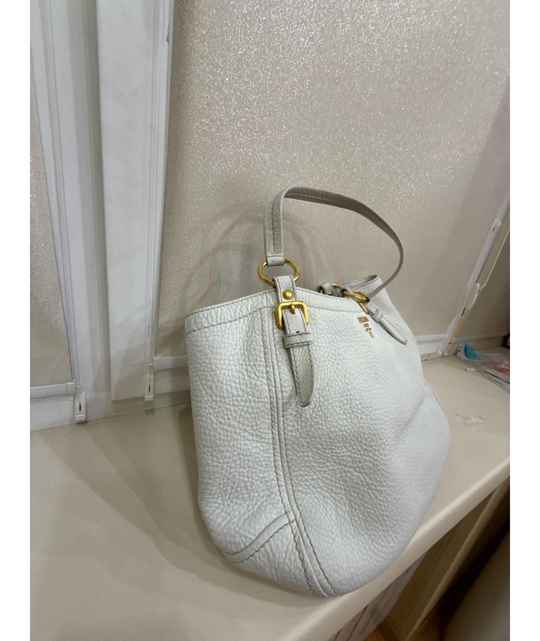 PRADA Белая кожаная сумка тоут, фото 2