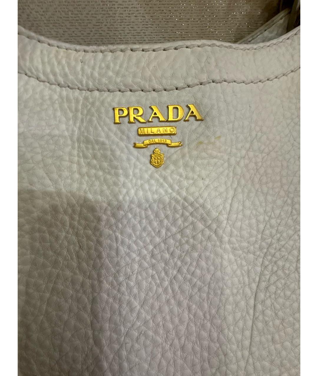 PRADA Белая кожаная сумка тоут, фото 8