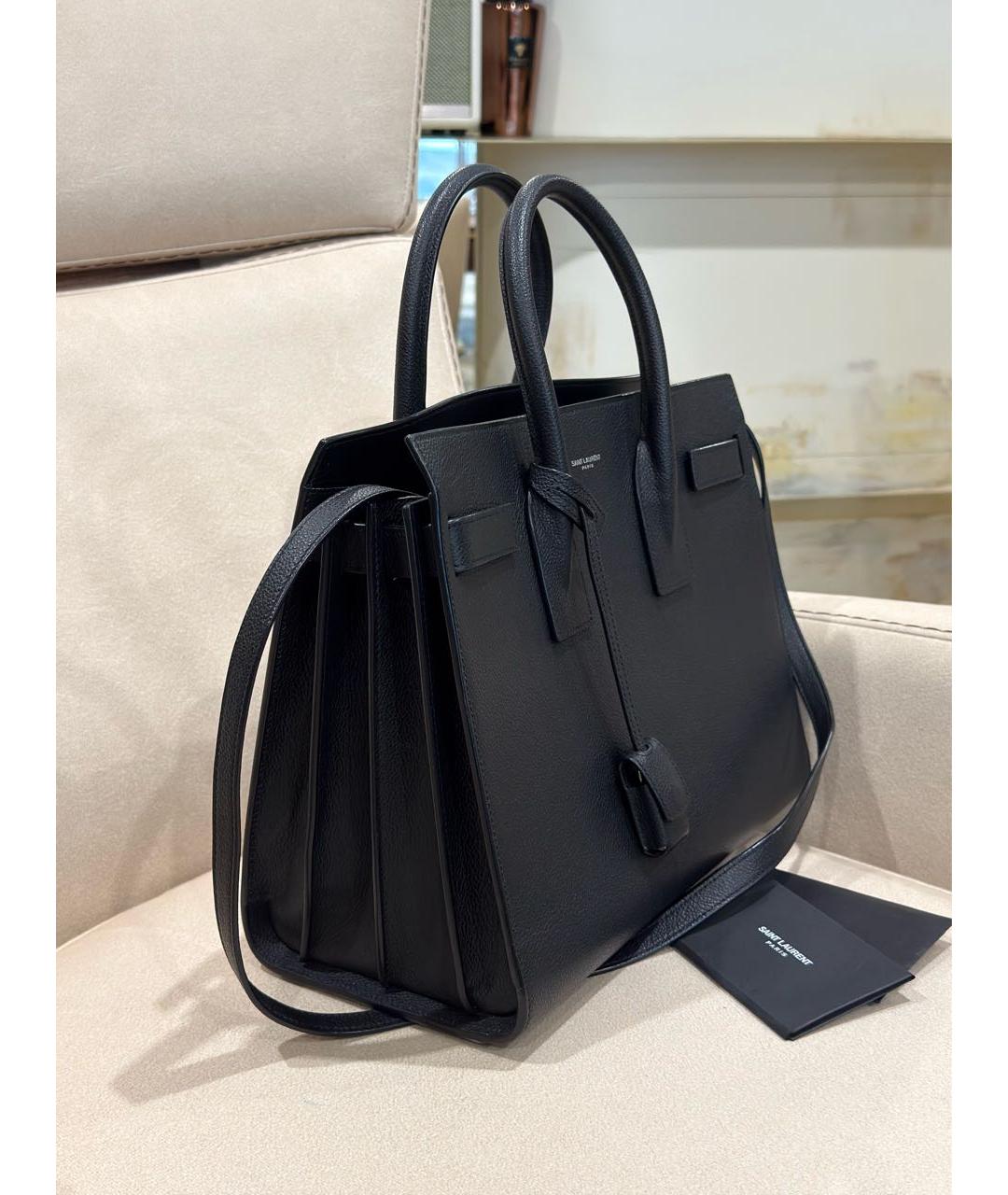 SAINT LAURENT Черная кожаная сумка через плечо, фото 3