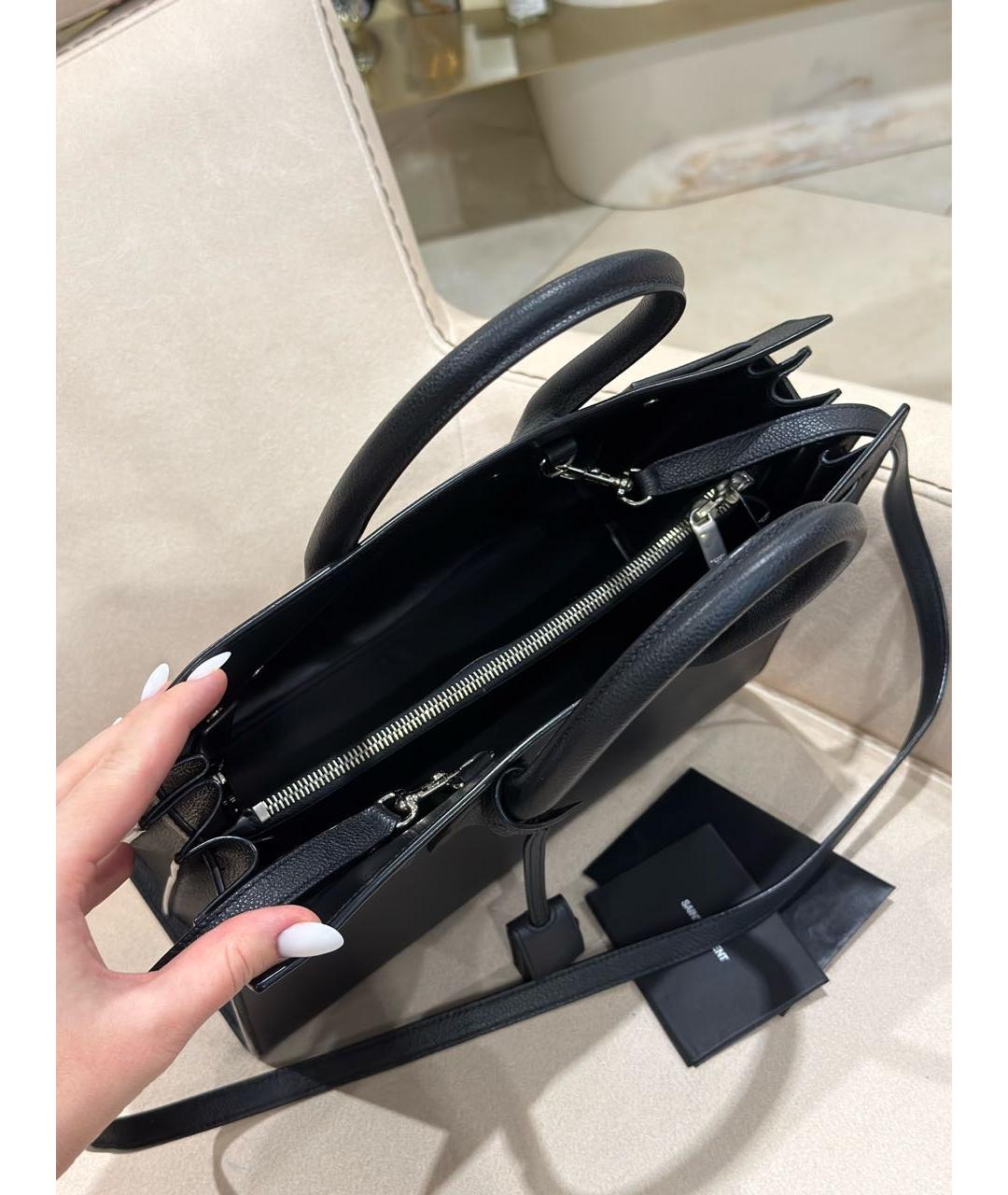 SAINT LAURENT Черная кожаная сумка через плечо, фото 4