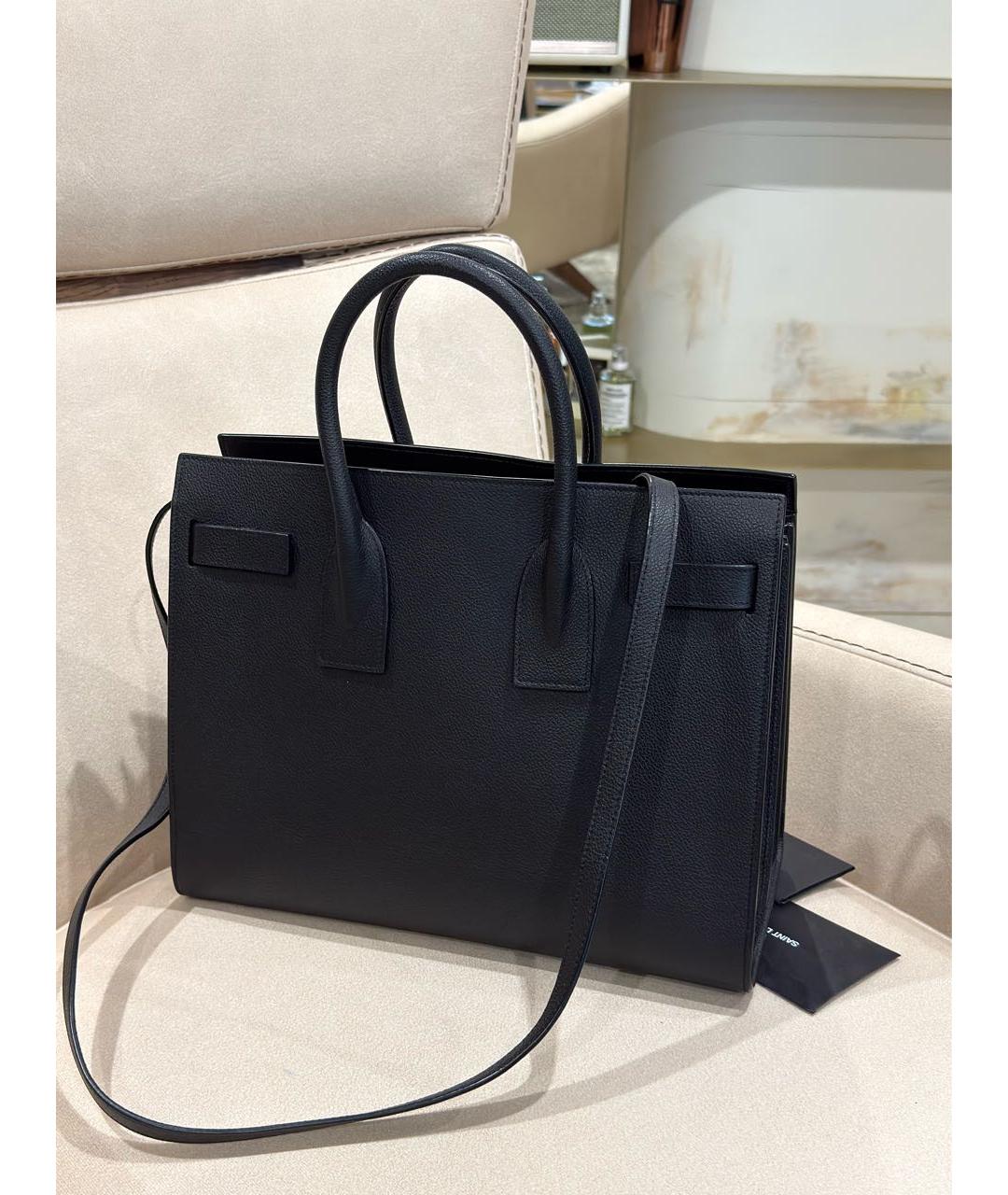 SAINT LAURENT Черная кожаная сумка через плечо, фото 6